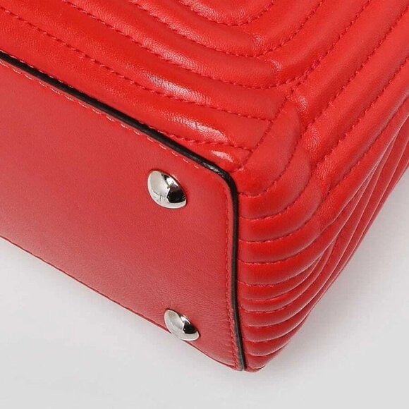 Fendi Red Quilted Lambskin Leather Dotcom Click Small Shoulder Bag - Picture 3 of 12